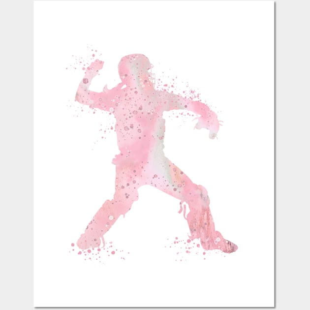 Baseball Girl Catcher Softball Player Blush Pink Watercolor Silhouette Wall Art by LotusGifts